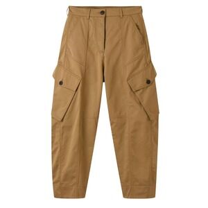 ME+EM Khaki Cargo Pants US 6 UK 10 Tapered Barrel Cotton Engineered-Leg Pant